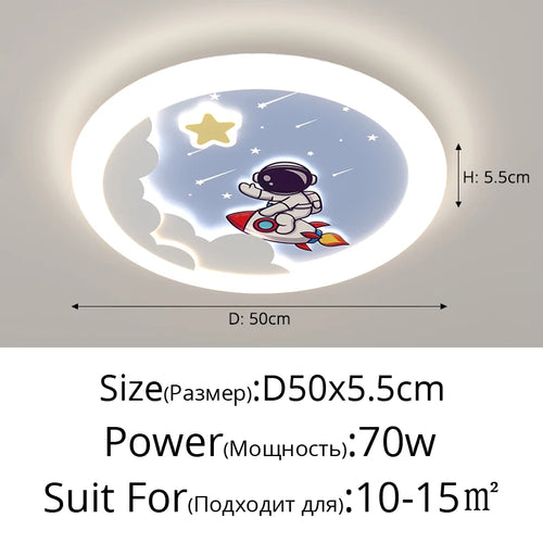 Astronaut ceiling light for children's room with playful and protective design