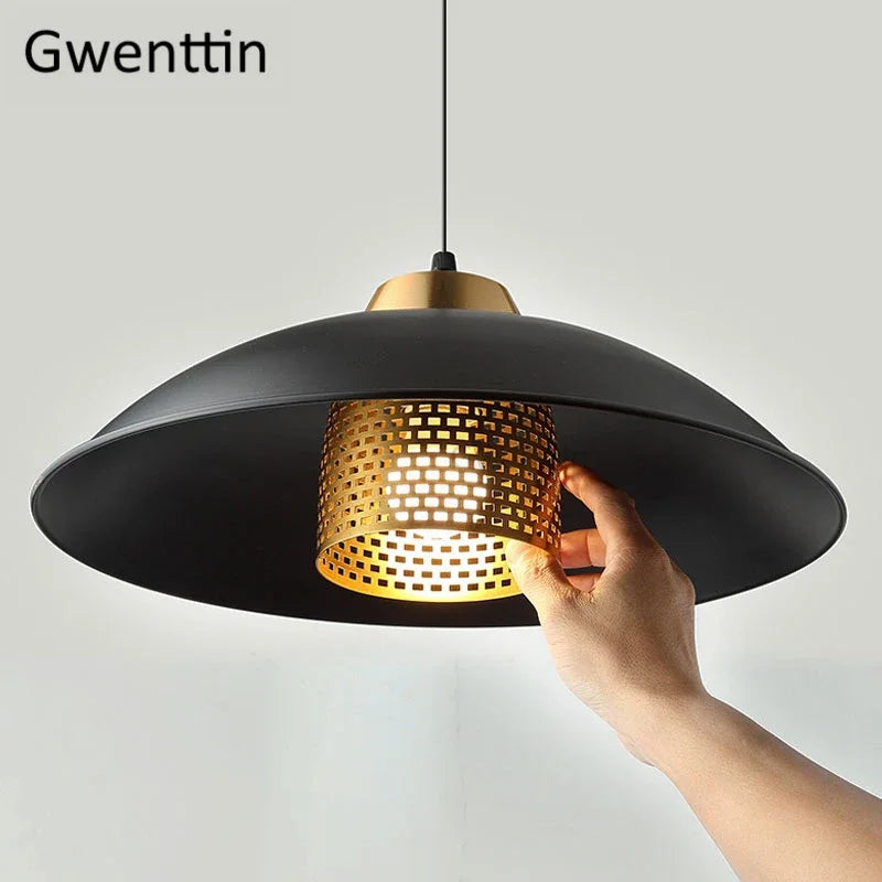 Vintage black iron industrial pendant light nordic decor