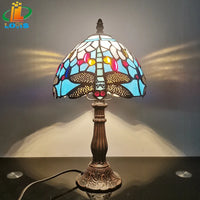 Antique enamelled alloy dragonfly bedside lamp Mediterranean decoration