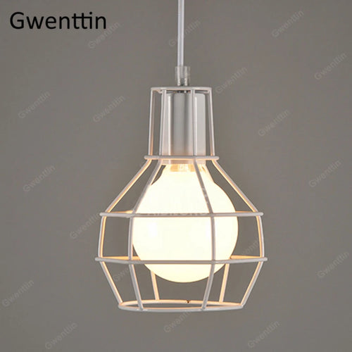 Iron cage pendant light for modern retro interior decor - vue 12 sur 11