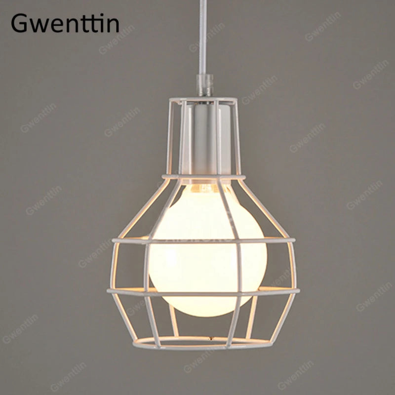 Iron cage pendant light for modern retro interior decor - vue 11 sur 11