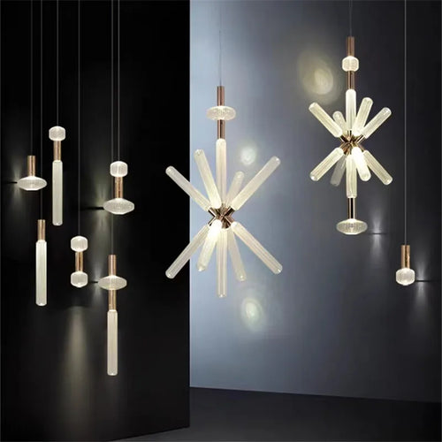 Adjustable nordic clear glass light tube pendant - vue 2 sur 20