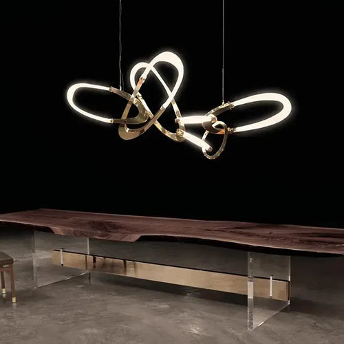 Irregular design galvanised stainless steel chandelier - vue 3 sur 12