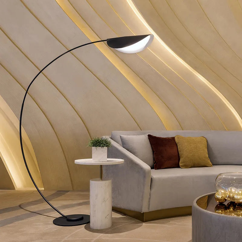 Modern black parabola LED floor lamp for bedroom and living room