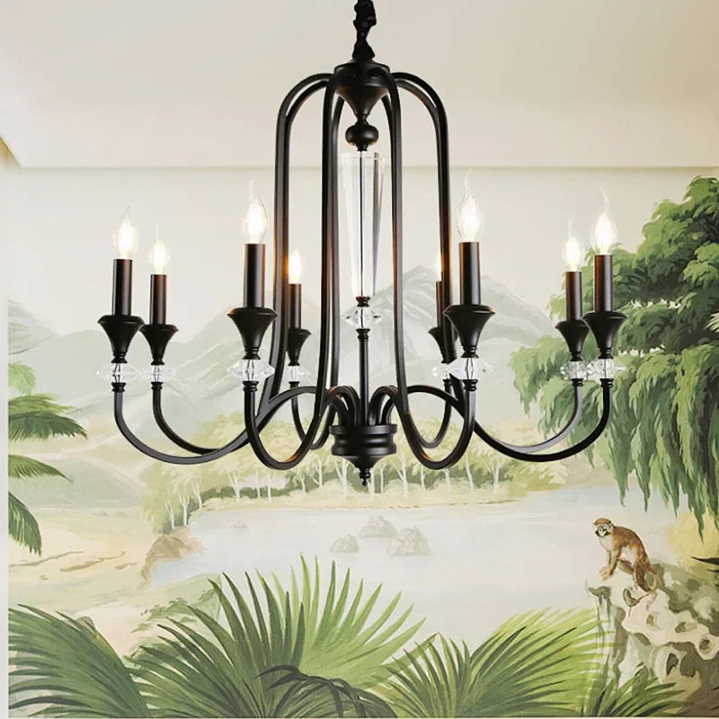 Retro crystal chandelier with LED lamps for luxurious living room