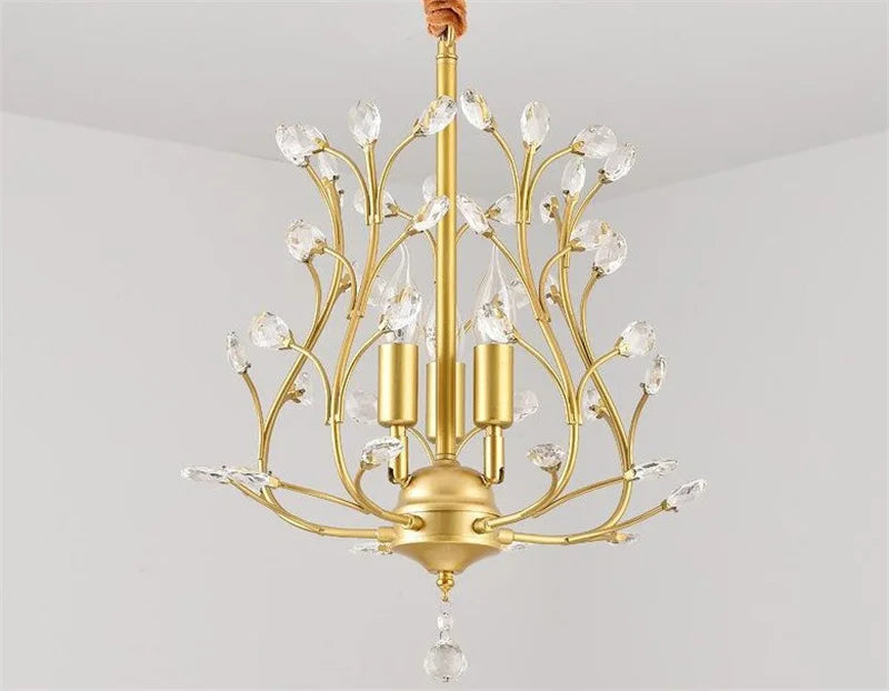 Vintage crystal chandelier with four arms for elegant lighting - vue 8 sur 8