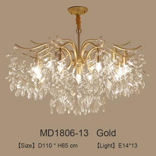 Luxury nordic crystal LED chandelier decoration - vue 11 sur 14