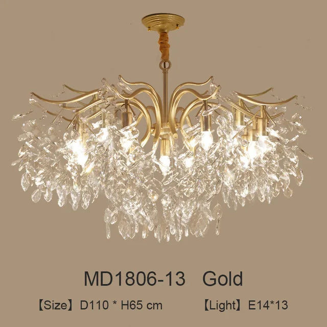 Luxury nordic crystal LED chandelier decoration - vue 10 sur 14