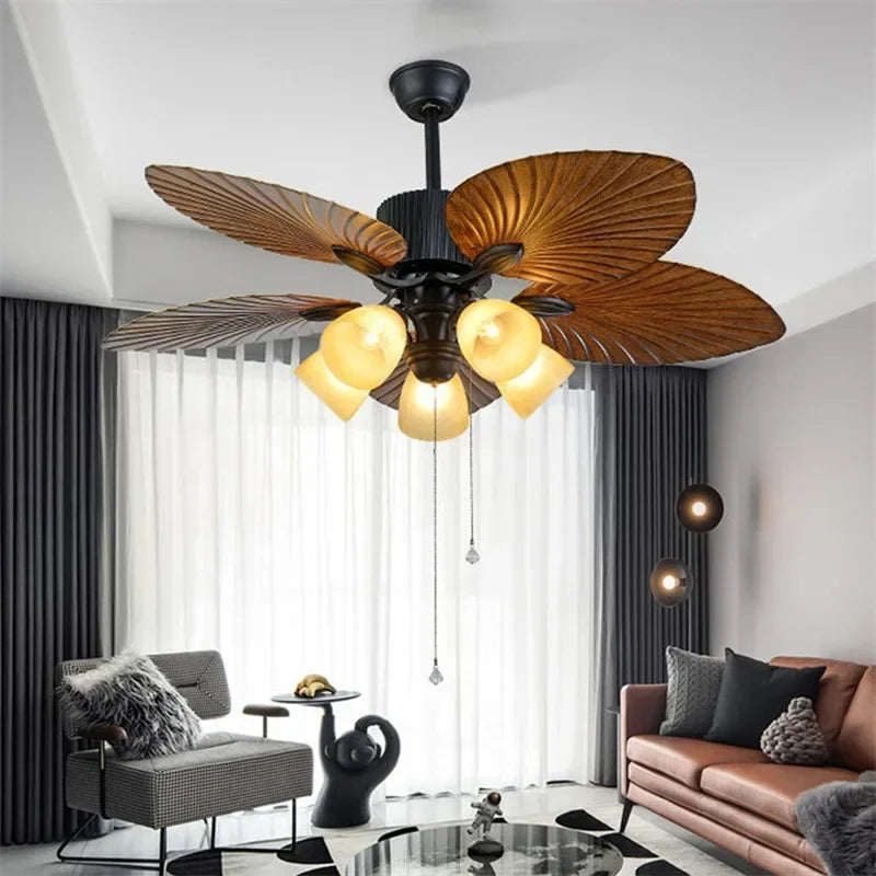 American vintage ceiling light with fan and modern remote control