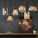 Vintage industrial smoked glass pendant light for loft or restaurant
