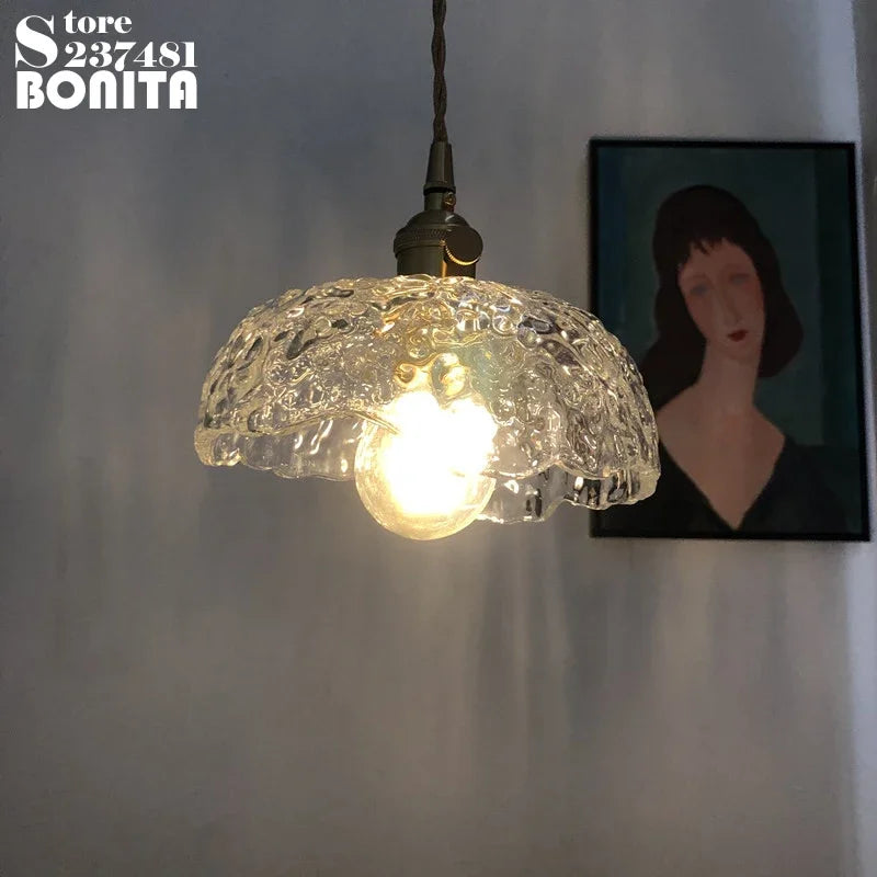 Copper and glass pendant light for vintage restaurant