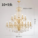 Modern gold chandelier with LED tube lighting and crystal