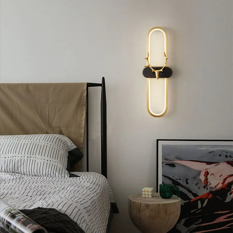 Nordic deer head copper dimmable wall light