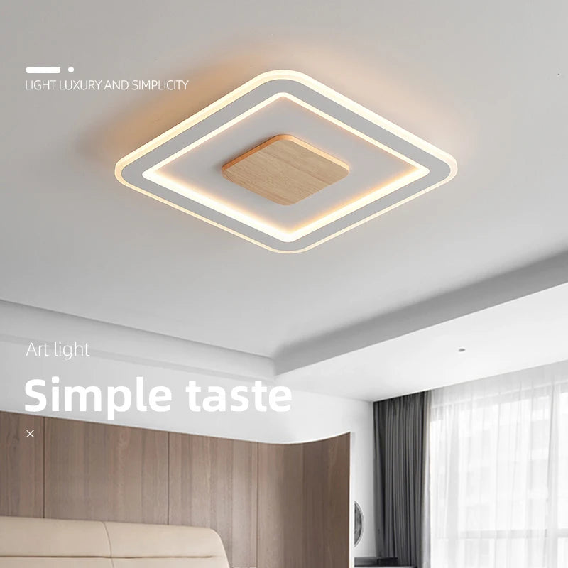 Ultra-slim solid wood LED ceiling light nordic modern style 2022
