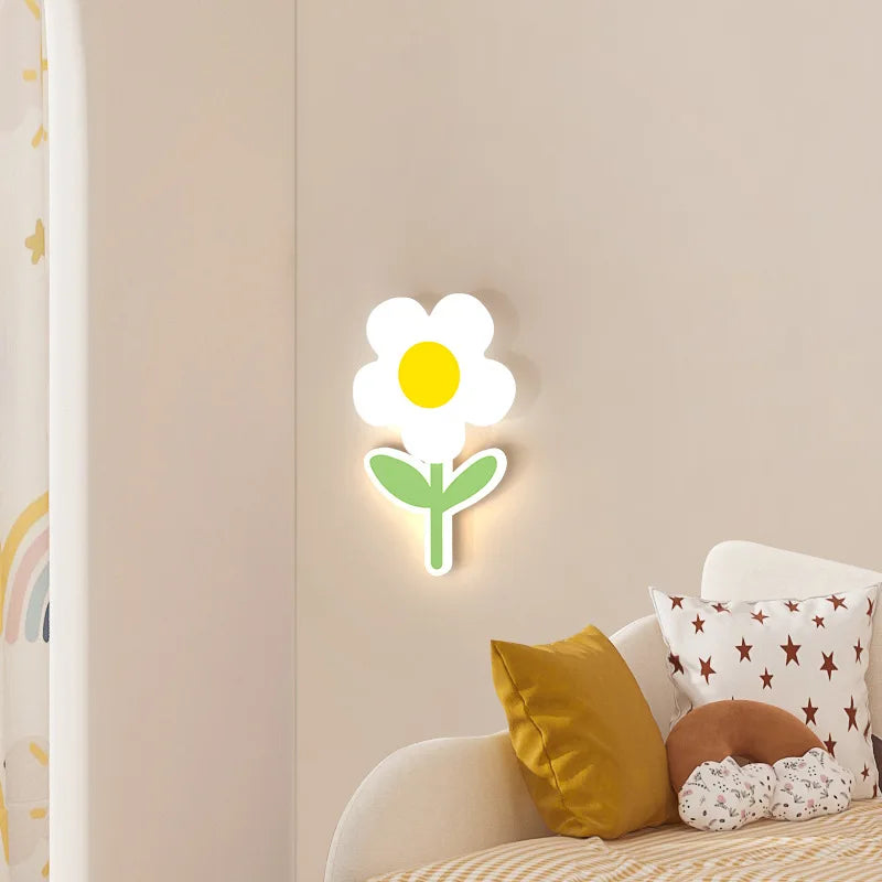 Children's flower LED wall light with remote control