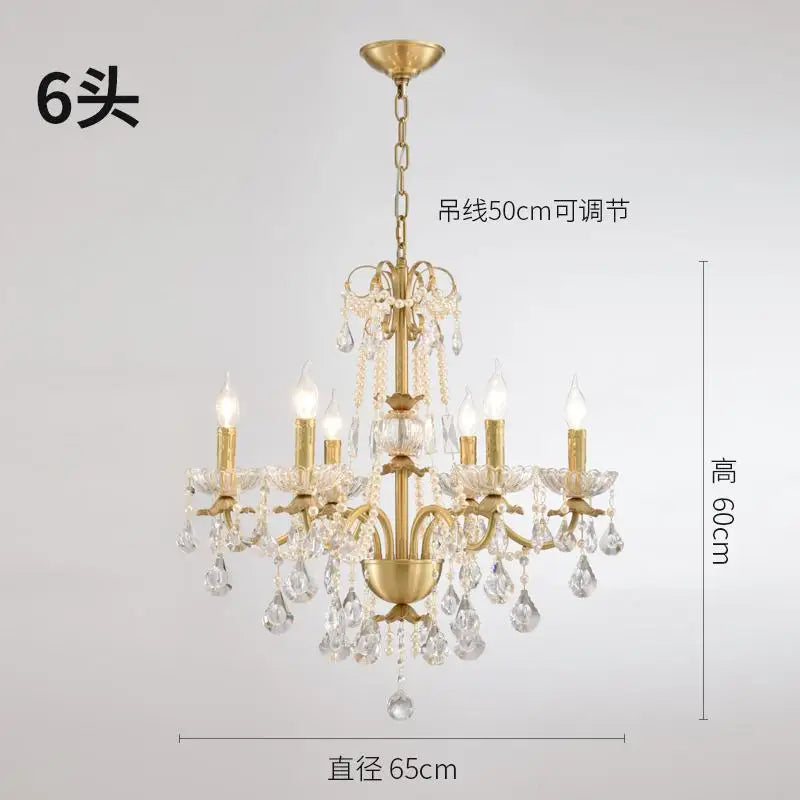 Modern gold chandelier with LED tube lighting and crystal - vue 9 sur 13