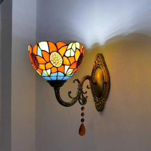 Mediterranean glass wall light vintage style LED lighting - vue 6 sur 10