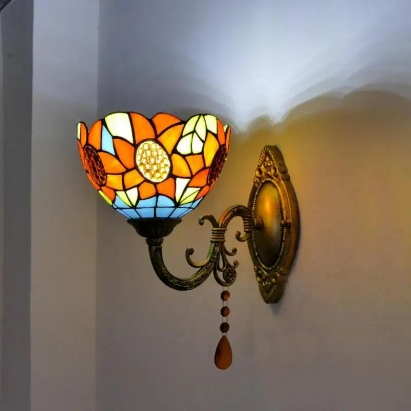 Mediterranean glass wall light vintage style LED lighting - vue 5 sur 10