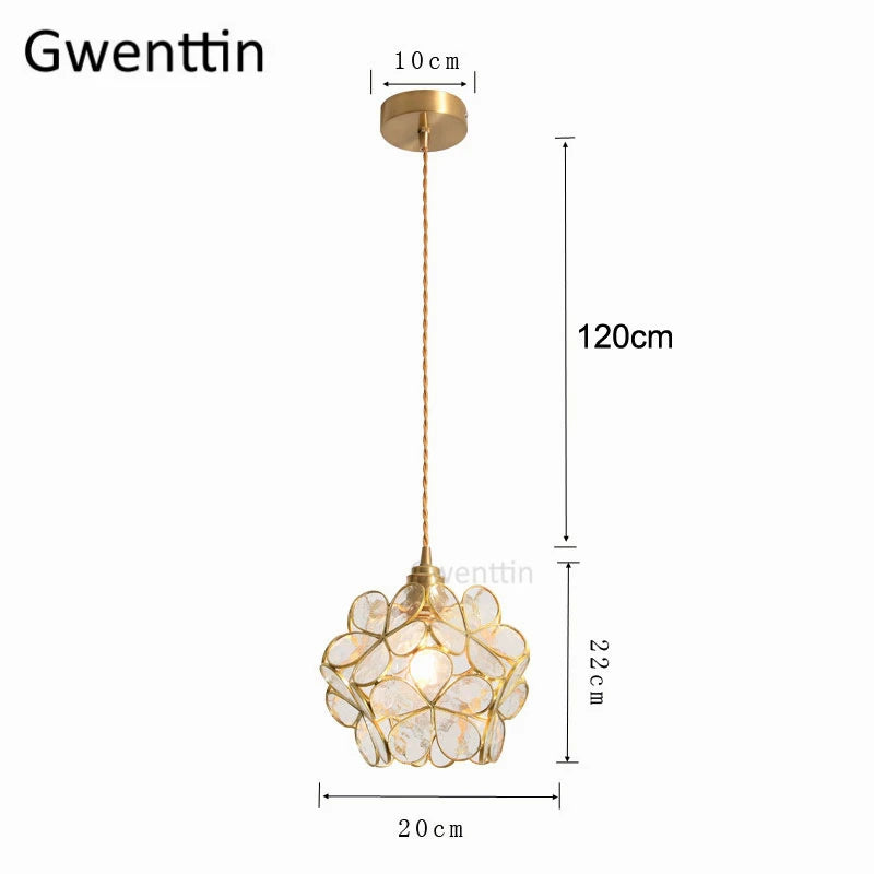 Art deco floral glass pendant light for elegant interiors - vue 11 sur 11