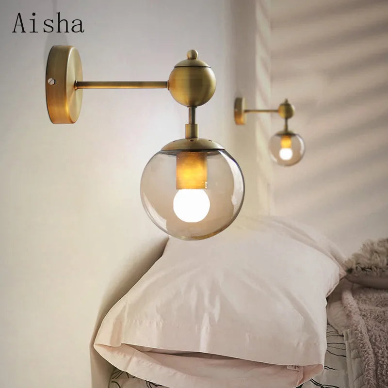 Decorative retro gold wall light for country interiors