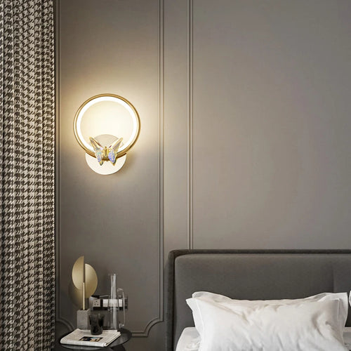 Crystal butterfly LED wall light surface mount - vue 6 sur 19