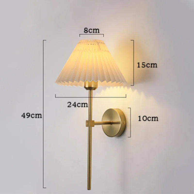 Modern pleated fabric wall light nordic creative hotel lighting - vue 6 sur 10