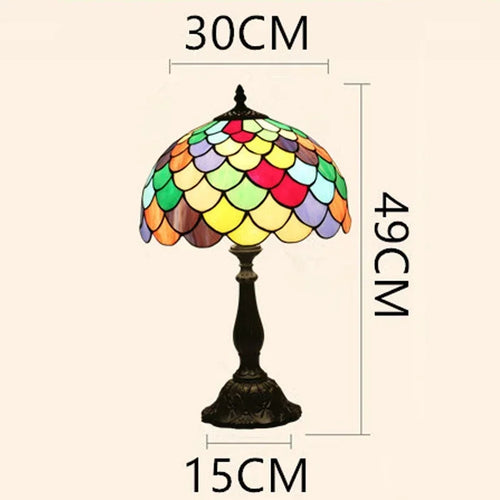 Retro Mediterranean LED stained glass table lamp - vue 3 sur 6