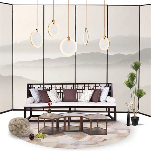 Modern creative marble effect LED chandelier - vue 4 sur 10