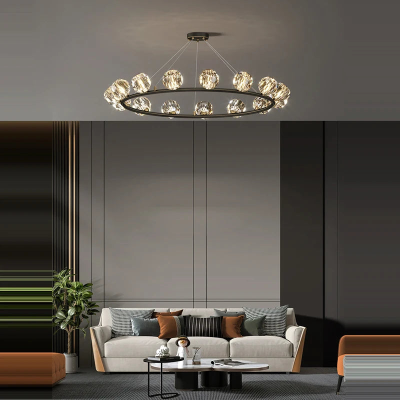 Art deco gold and black crystal designer ceiling light - vue 4 sur 24