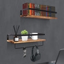 wooden wall shelf with two-tier towel bar