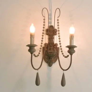 Decorative retro wooden wall light in American country style