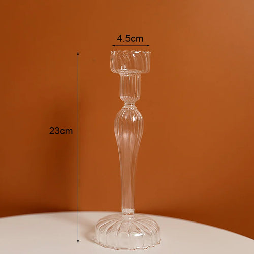 Vintage glass candle holder for weddings and romantic dinners - vue 26 sur 27