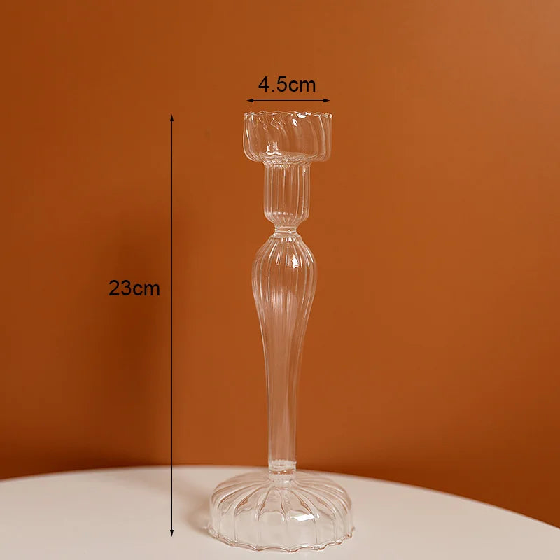 Vintage glass candle holder for weddings and romantic dinners - vue 25 sur 27