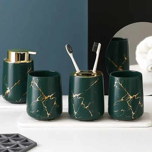 ceramic bathroom set with elegant accessories - vue 5 sur 22