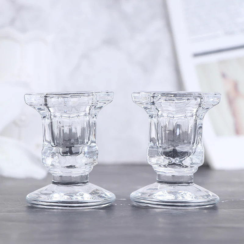 Crystal glass candle holder for weddings and home decor - vue 3 sur 9