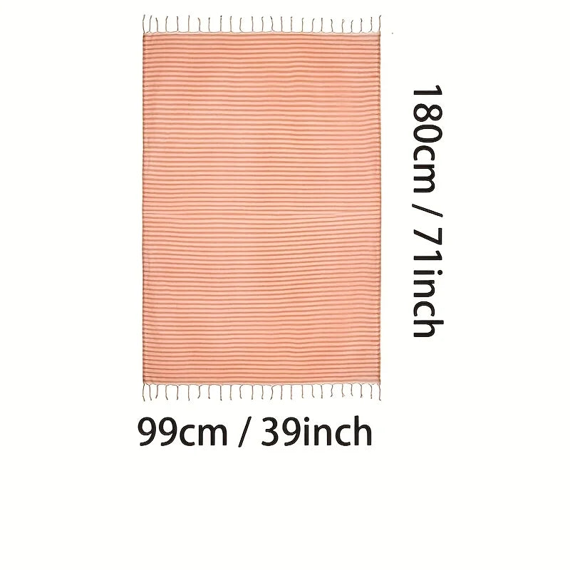 Turkish cotton striped boho beach towel - vue 6 sur 6