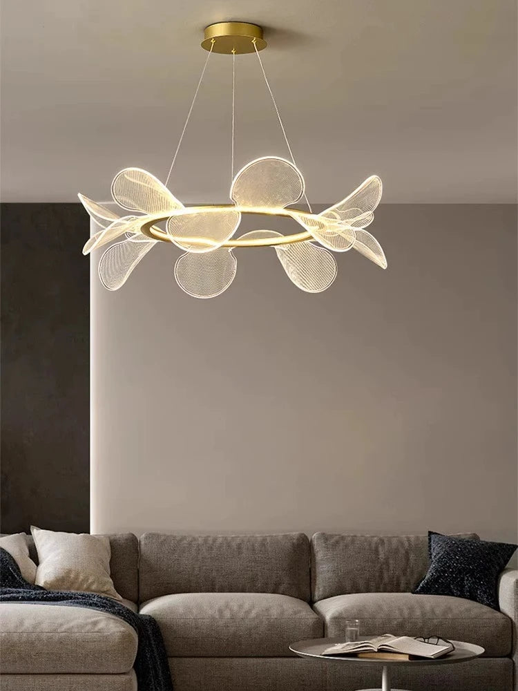 Minimalist acrylic petal design chandelier