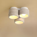 Modern LED ceiling light with 3 heads in wood grain stone wabi sabi style