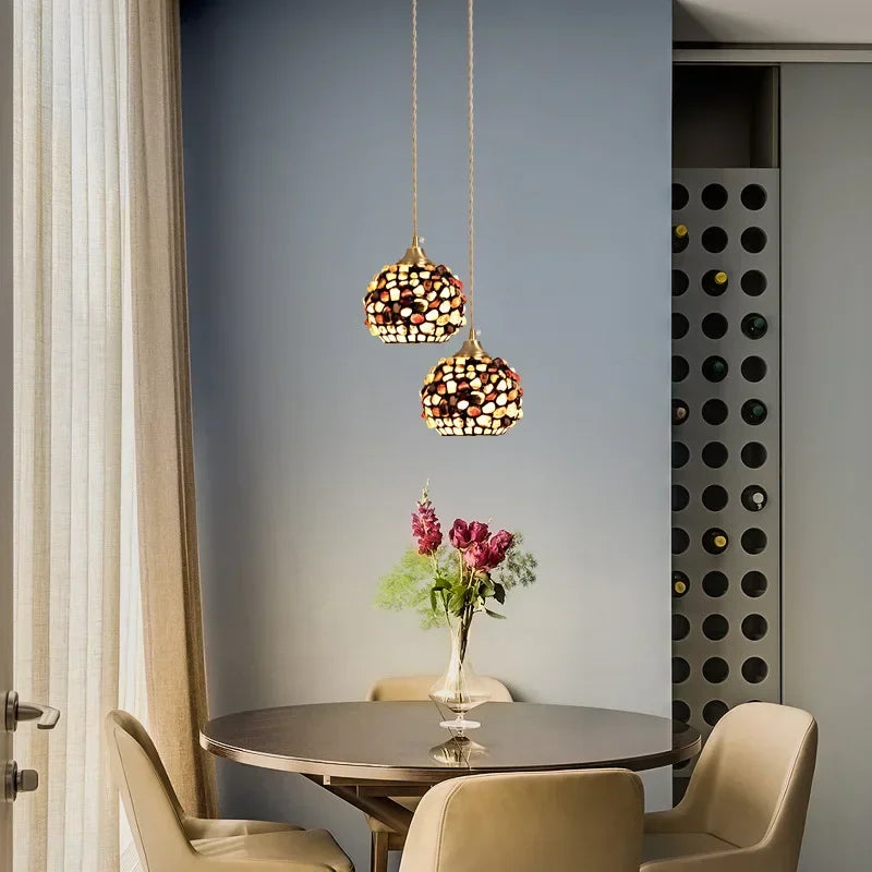 Shell glass pendant light for bohemian nordic decor - vue 4 sur 9