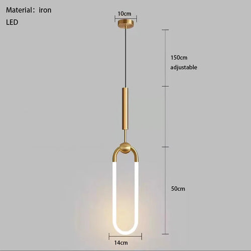 Modern ellipse height adjustable LED pendant light - vue 10 sur 12