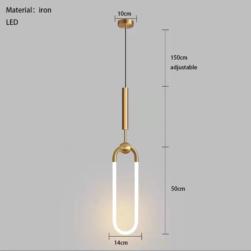 Modern ellipse height adjustable LED pendant light - vue 9 sur 12