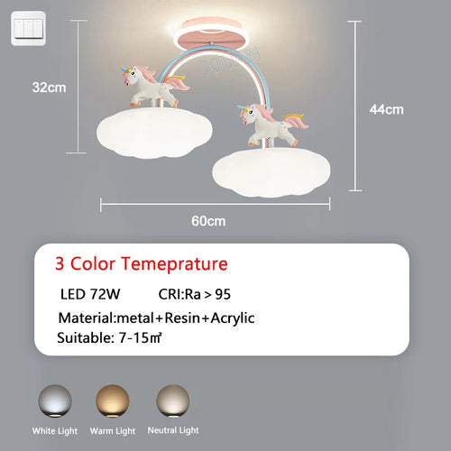 Animated unicorn ceiling light with remote control and full spectrum light - vue 9 sur 8