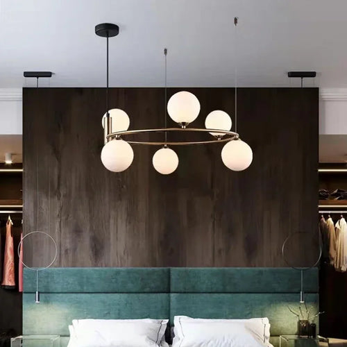 Nordic glass LED chandelier for home decoration - vue 4 sur 12