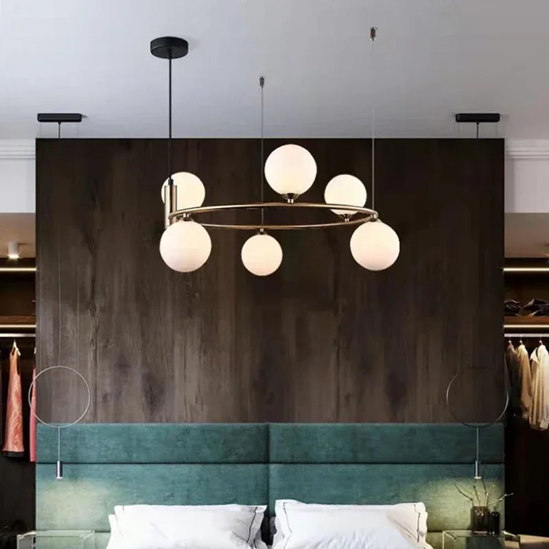 Nordic glass LED chandelier for home decoration - vue 3 sur 12