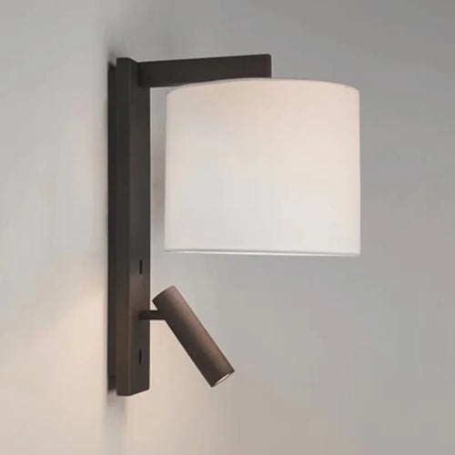 Nordic LED wall light in iron and fabric, wireless and rotatable - vue 7 sur 6