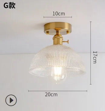 Modern Japanese retro carved glass ceiling light - vue 11 sur 18