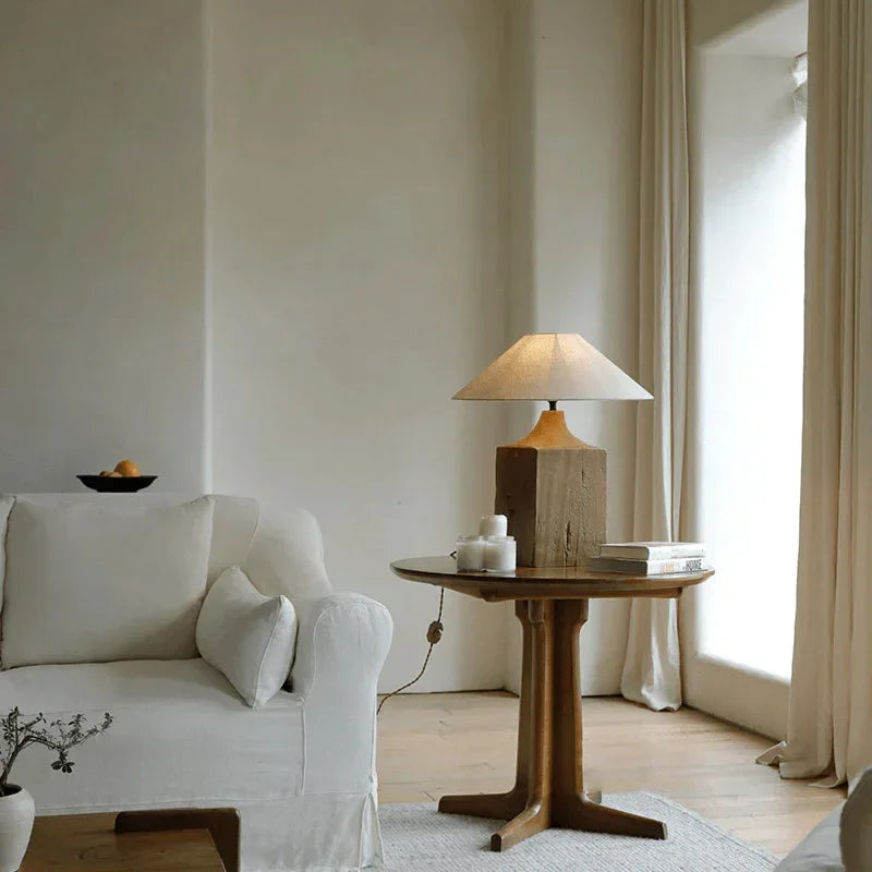Japanese wabi-sabi style bedside lamp, luxury zen retro design - vue 3 sur 7