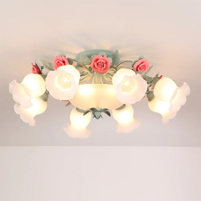 Pink glass ceiling light for romantic and decorative lighting