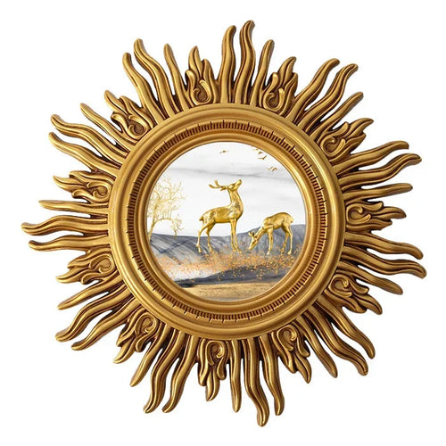 sun apolo art designs gold silver decorative wall mirror - vue 12 sur 14