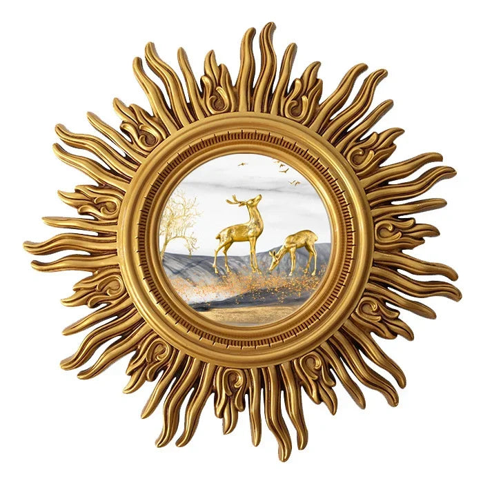 sun apolo art designs gold silver decorative wall mirror - vue 12 sur 14